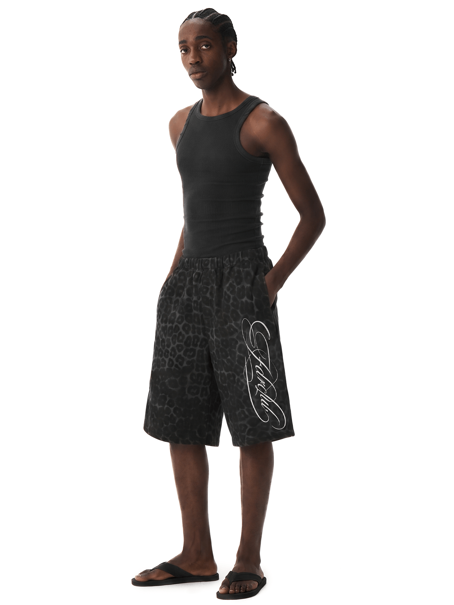 Unisex Camo Longline Jorts - Fabric Texture & Stitching Detail - Oversized Baggy Fit | FDR Studios