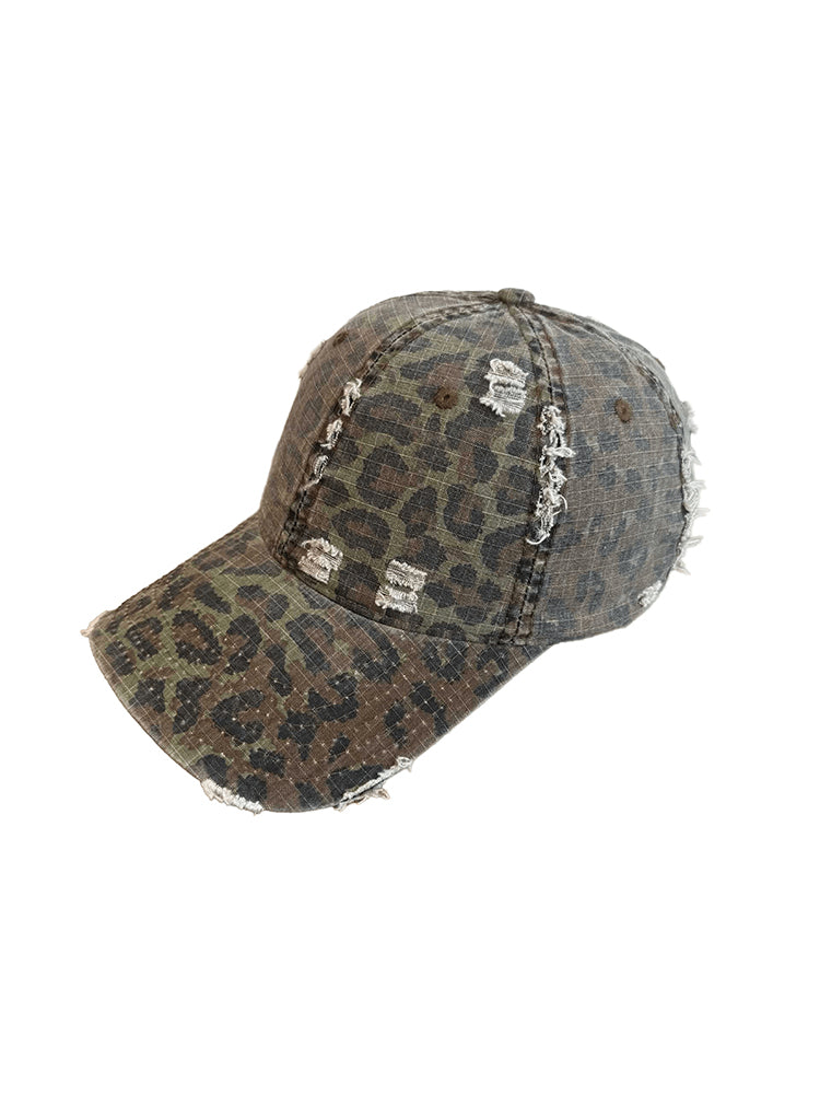 Distressed Leopard Cap