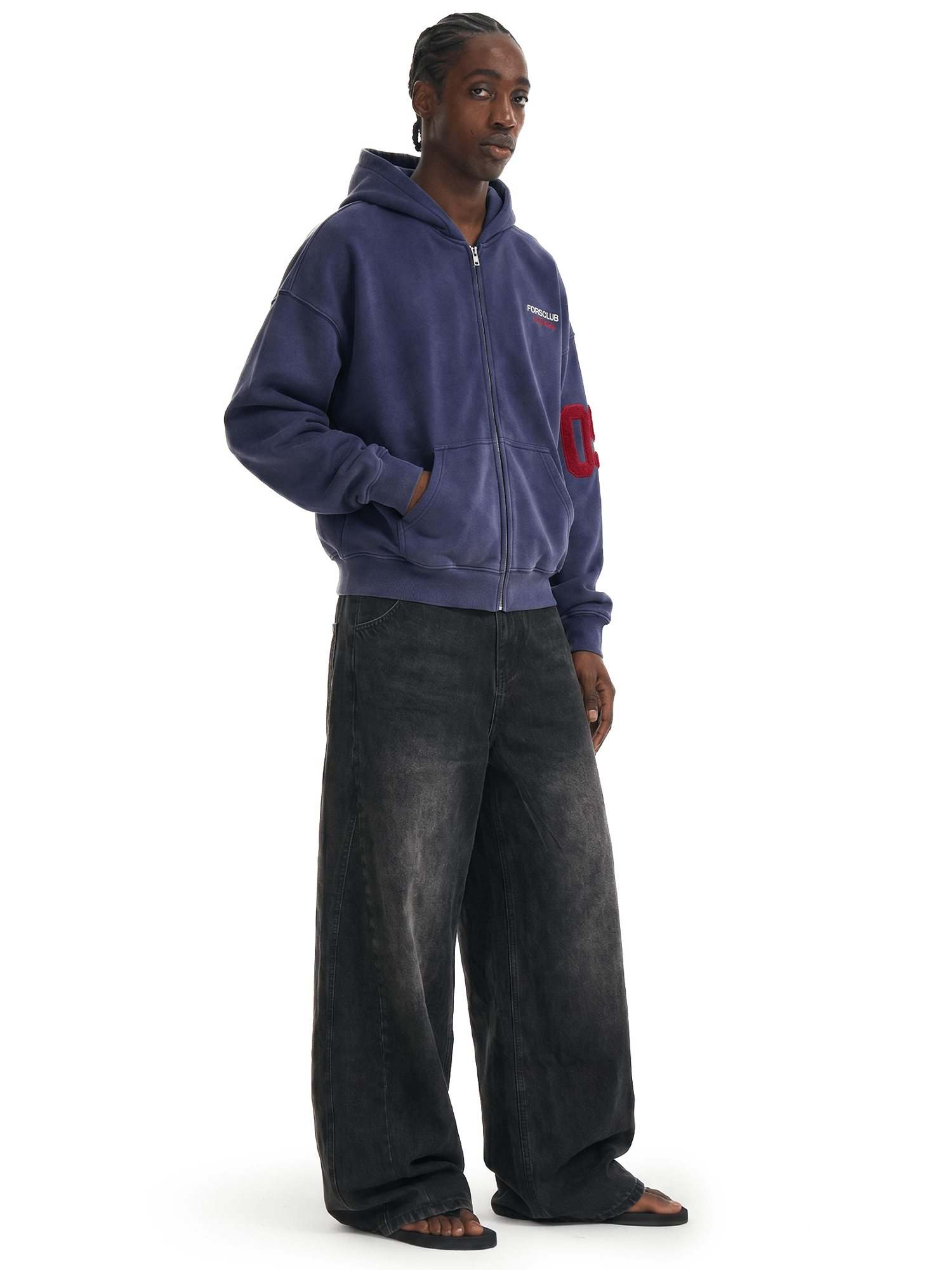 Stardust Rhinestone Jeans - Fabric Texture & Stitching Detail - Oversized Baggy Fit | FDR Studios