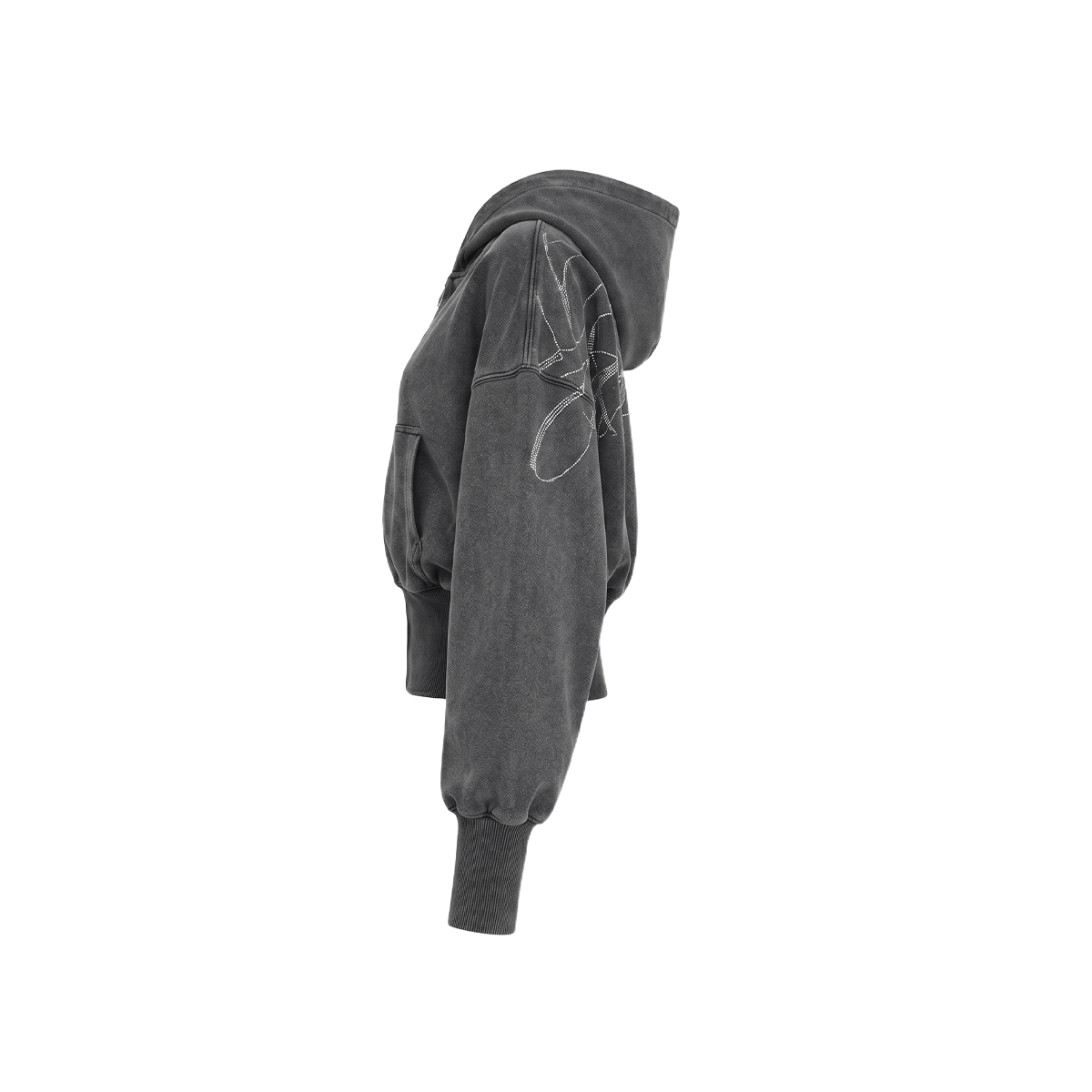 Washed Graphic Crop Hoodie - Side Angle & Silhouette Detail - Streetwear Aesthetic | FDR Studios
