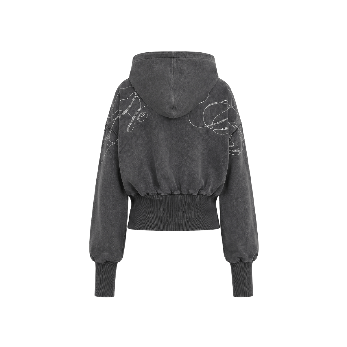 Washed Graphic Crop Hoodie - Close-up Material & Design Feature - Streetwear Aesthetic | FDR Studios