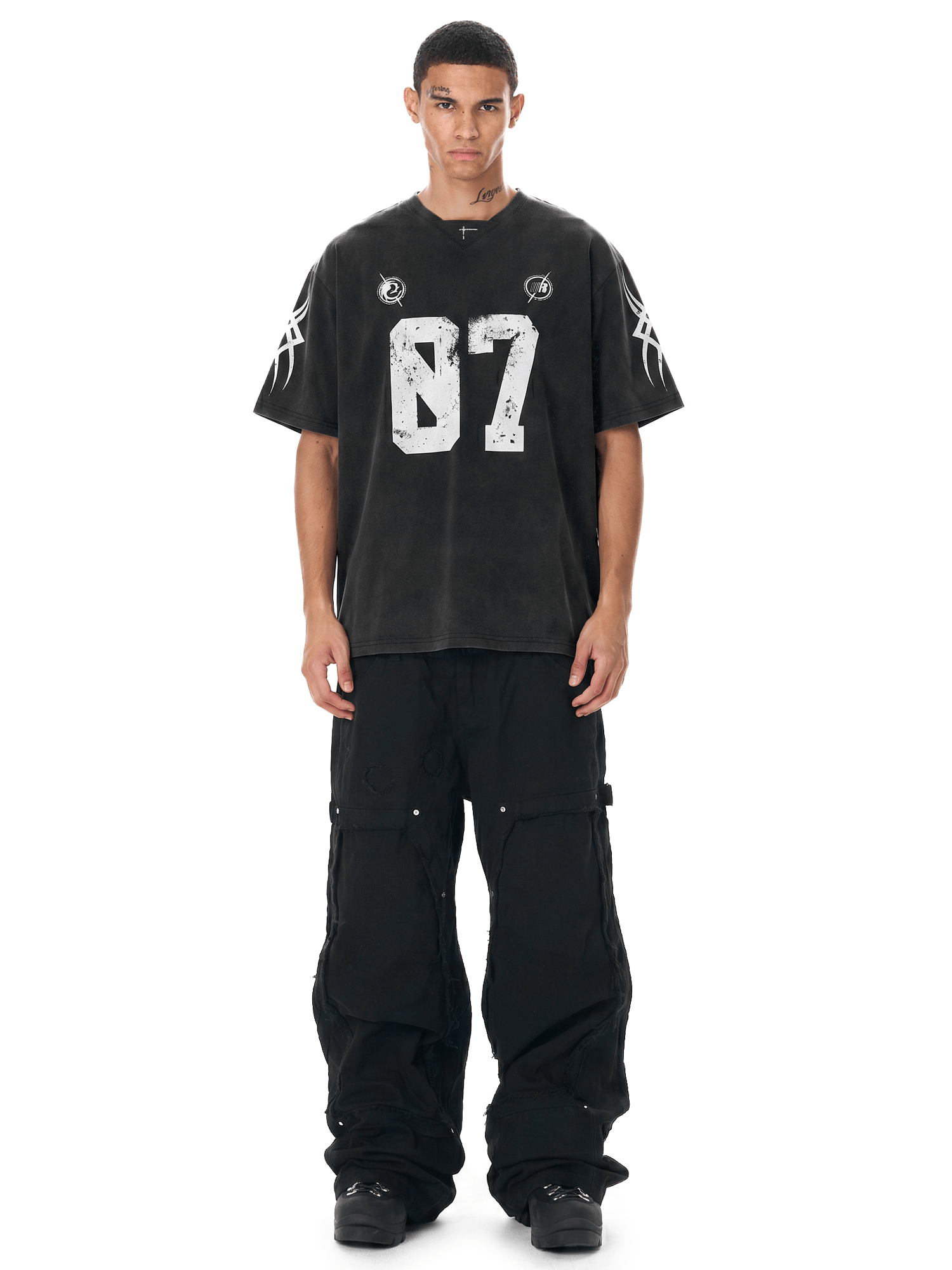 07 Graffiti Washed Tee - Fabric Texture & Stitching Detail - Vintage Washed Style | FDR Studios
