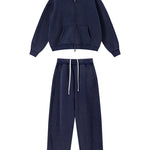 Navy blue 2-piece oversized hoodie and sweatpants set coordination.