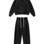 Charcoal black matching hoodie and joggers streetwear set.