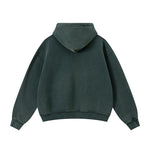 Forest green oversized zip-up hoodie  back view set.