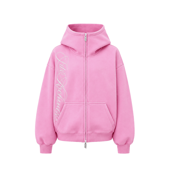 Washed Embroidery Zip Hoodie - Style Perspective Shot 21 - Streetwear Aesthetic | FDR Studios