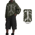 X-Ray Skeleton Waffle Hoodie - Side Angle & Silhouette Detail - Streetwear Aesthetic | FDR Studios