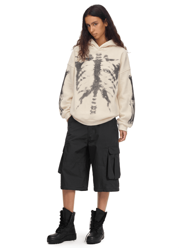 X-Ray Skeleton Waffle Hoodie - Back Profile & Fit Detail - Streetwear Aesthetic | FDR Studios