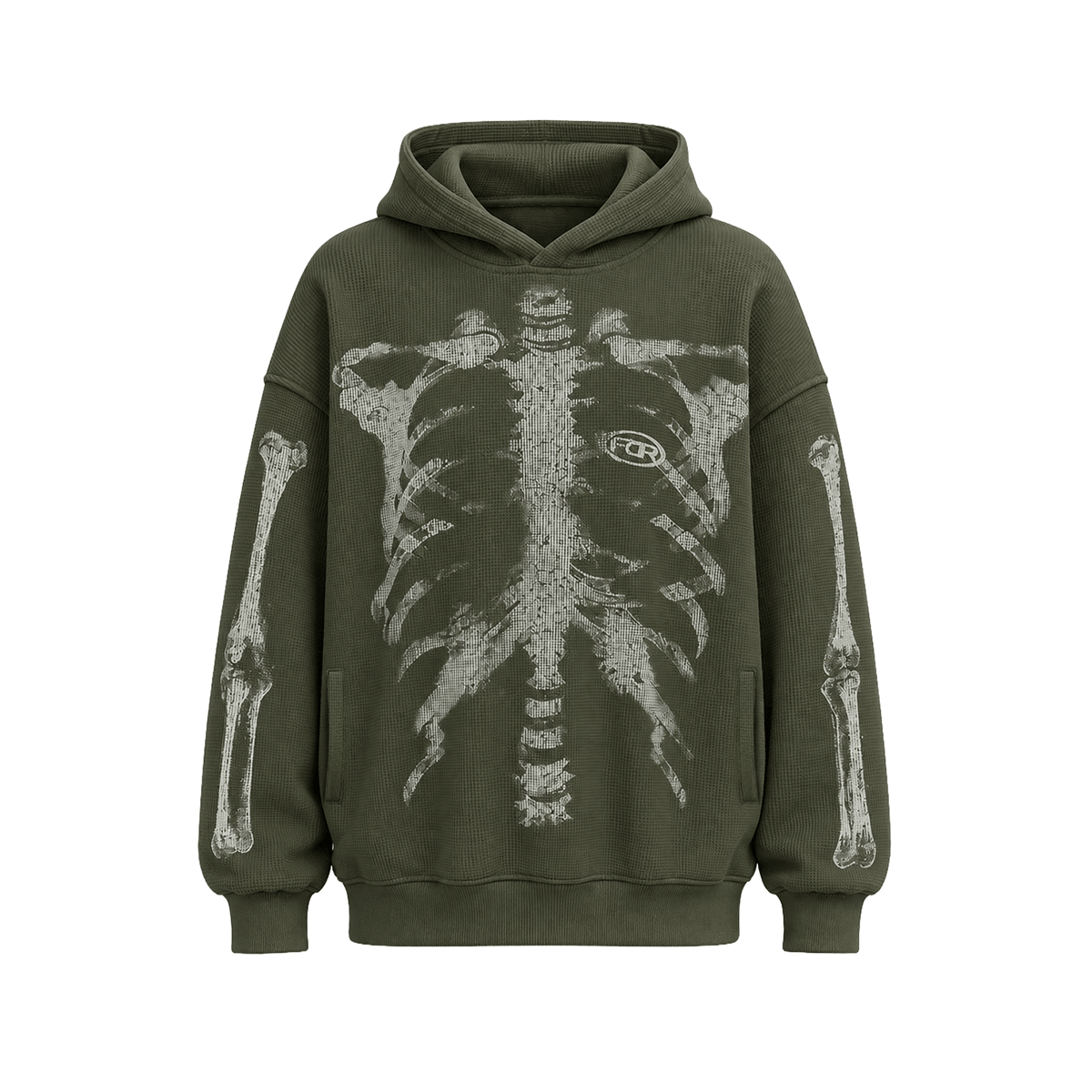 X-Ray Skeleton Waffle Hoodie - Style Perspective Shot 9 - Streetwear Aesthetic | FDR Studios