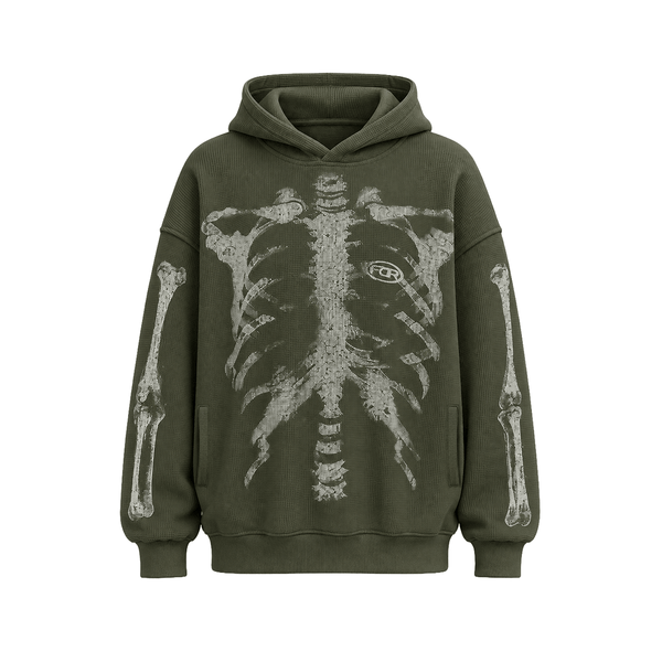X-Ray Skeleton Waffle Hoodie - Style Perspective Shot 9 - Streetwear Aesthetic | FDR Studios