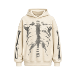 X-Ray Skeleton Waffle Hoodie - Fabric Texture & Stitching Detail - Streetwear Aesthetic | FDR Studios