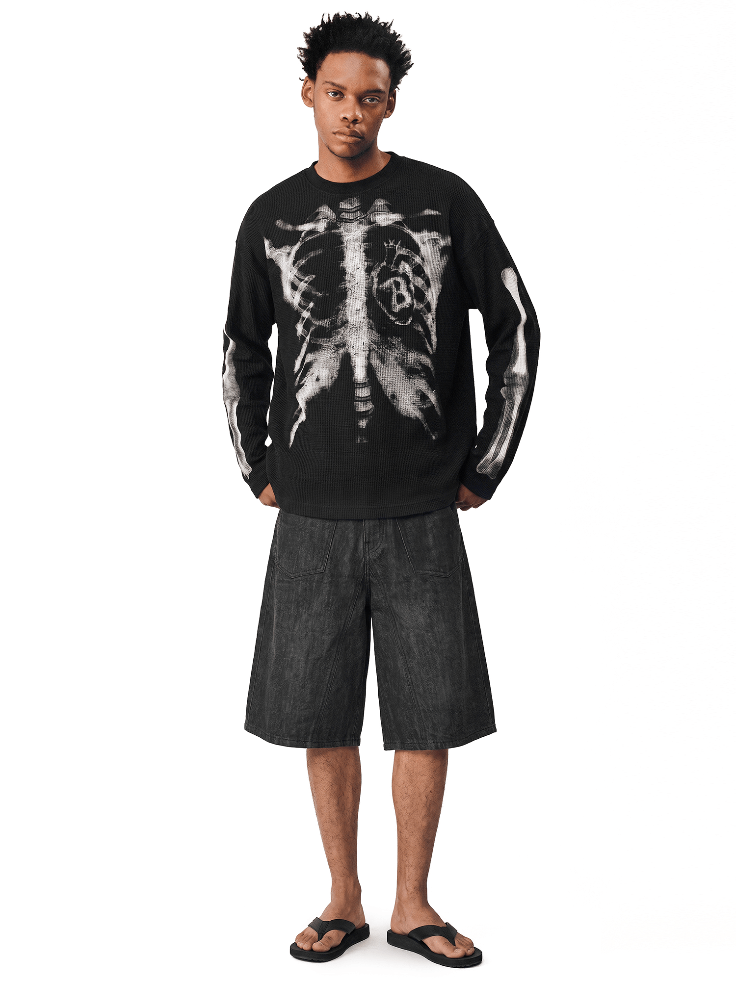 X-Ray Ribcage Waffle Tee - Style Perspective Shot 6 - Streetwear Aesthetic | FDR Studios