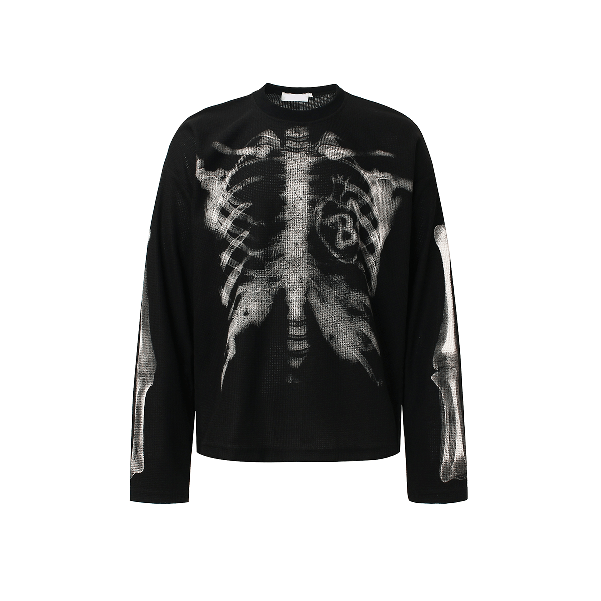 X-Ray Ribcage Waffle Tee - Fabric Texture & Stitching Detail - Streetwear Aesthetic | FDR Studios