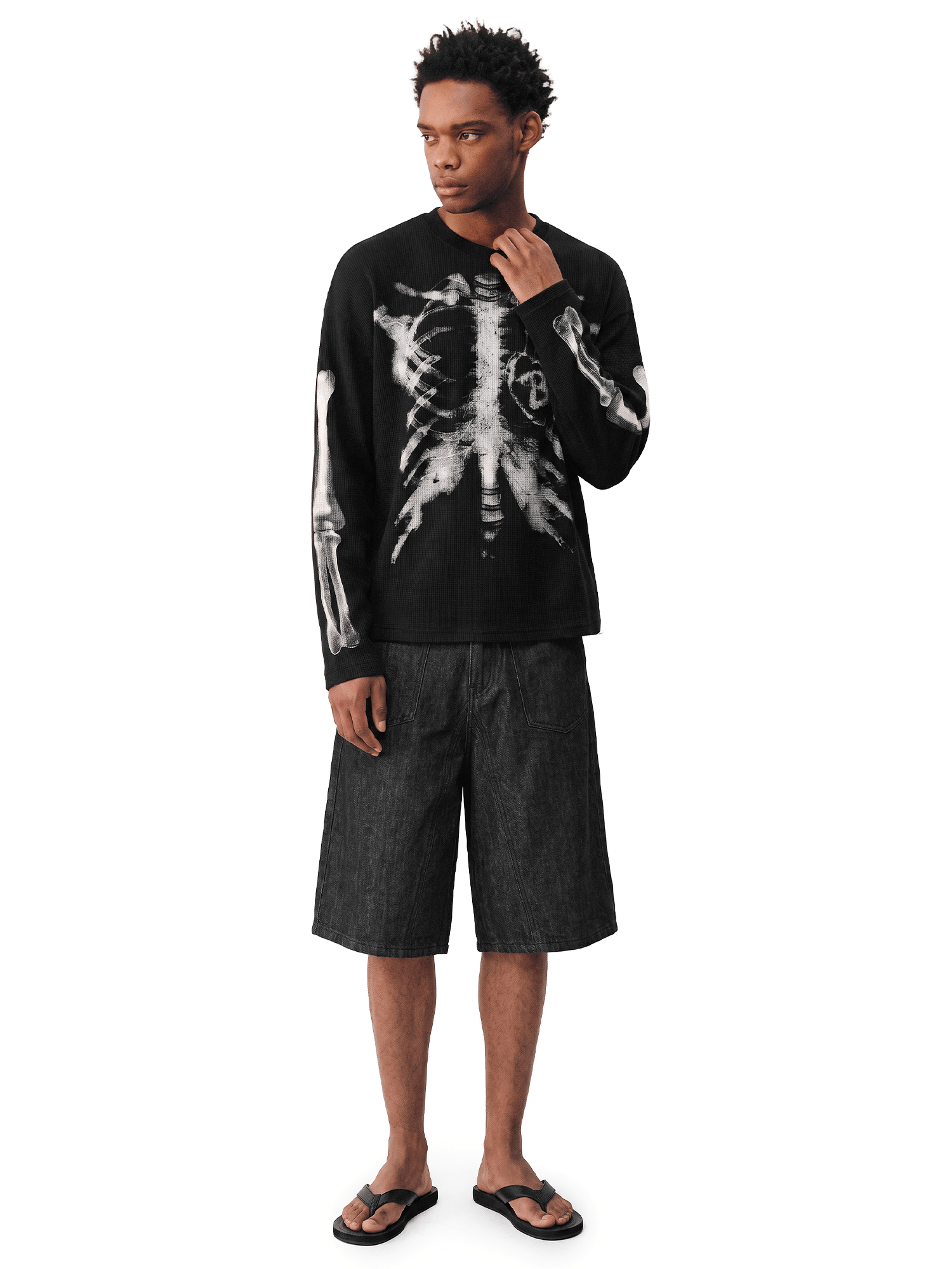 X-Ray Ribcage Waffle Tee - Side Angle & Silhouette Detail - Streetwear Aesthetic | FDR Studios