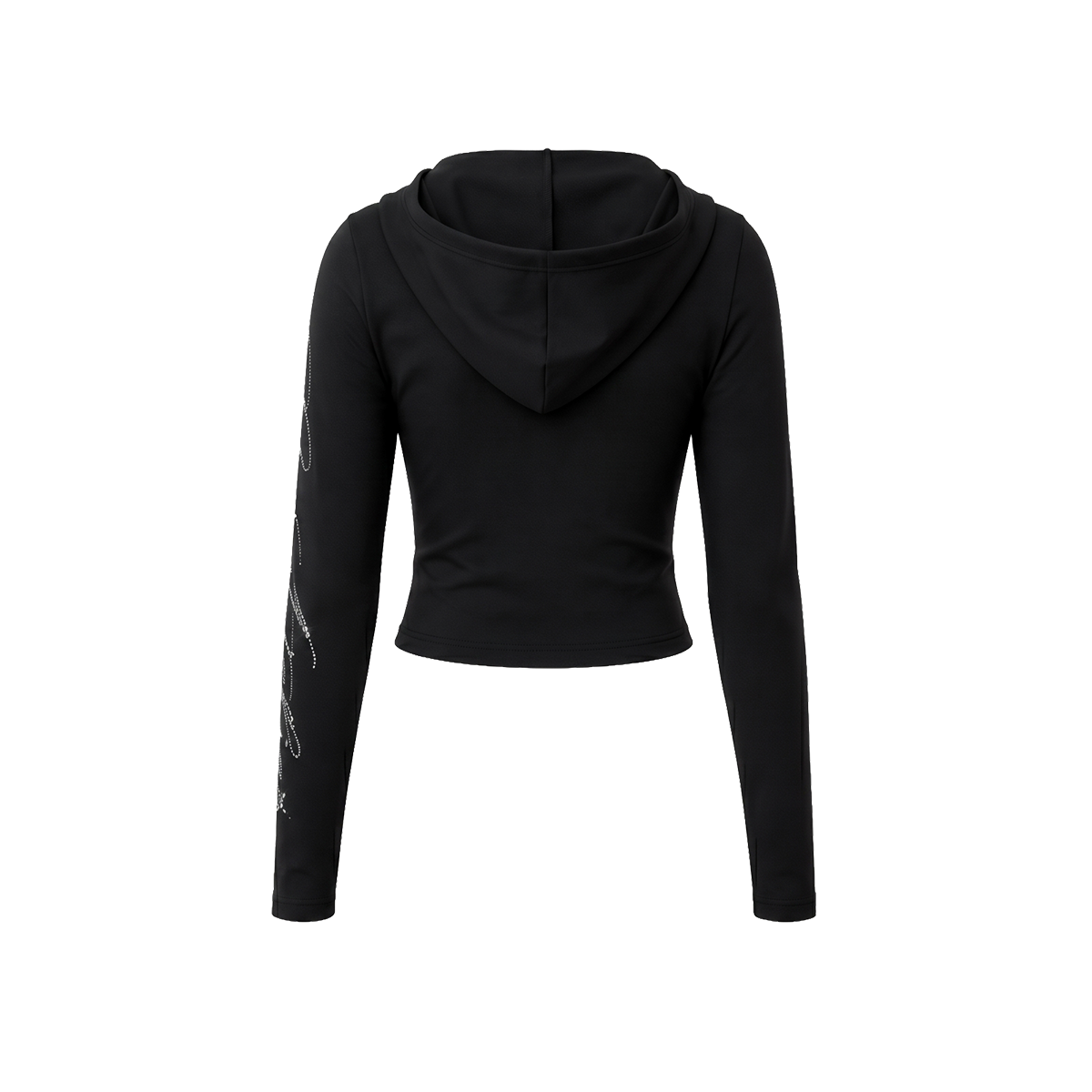 Script Slim Crop Hoodie - Style Perspective Shot 6 - Y2K Streetwear | Gothic Aesthetic | FDR Studios