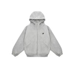 FDR oversized gray hoodie, unisex style, minimalist sport style, Cyber Y2K fashion, front view