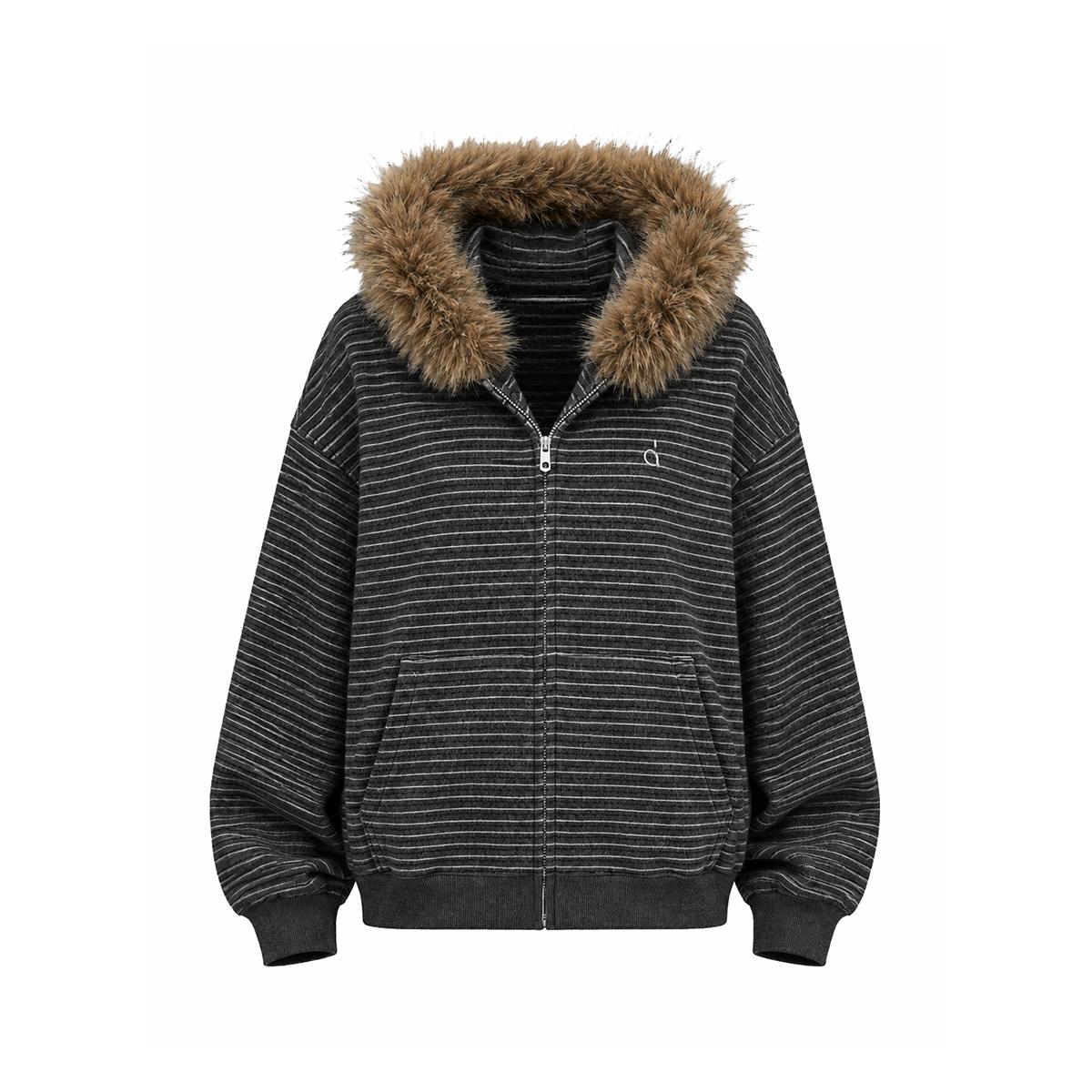 Luxe Stripe Fur Hoodie