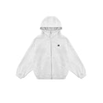 FDR oversized light gray zip hoodie, unisex style, Cyber Y2K fashion, minimalist sport style