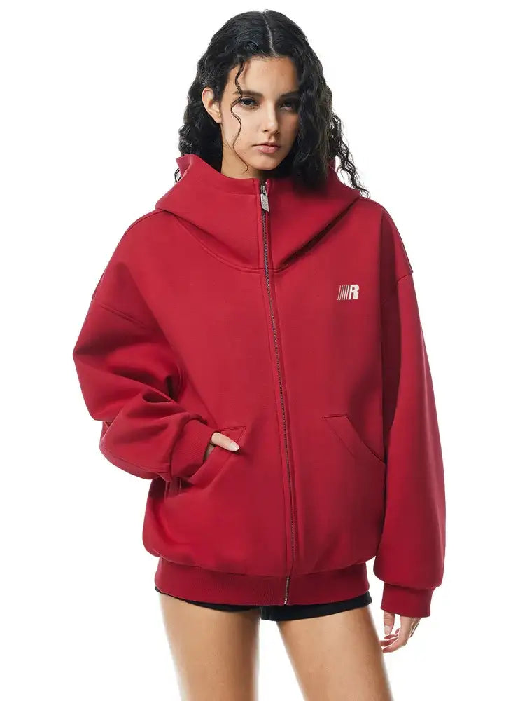 Product perspective 24 of Eases Social Anxiety Oversized Hoodie in Red - FDR